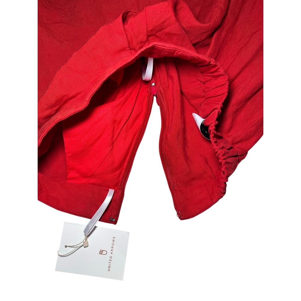 UNITED ARROWS Linen Long Maxi A-Line Red Pleated Skirt Women’s Size Small 36 NWT - Picture 8 of 11